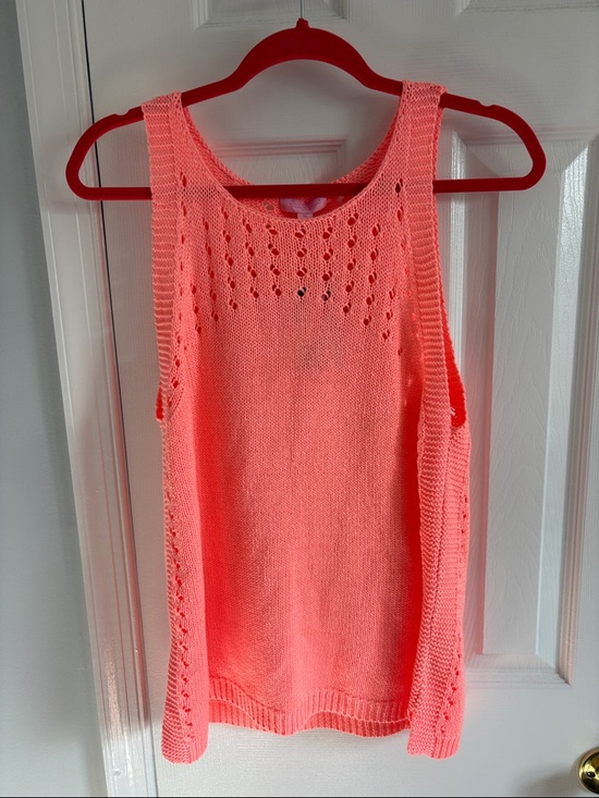 Lilly Pulitzer Tops - NWT Lilly Pulitzer Coral Peachy Pink Openwork Knit Mac Sweater Tank Top Size XL